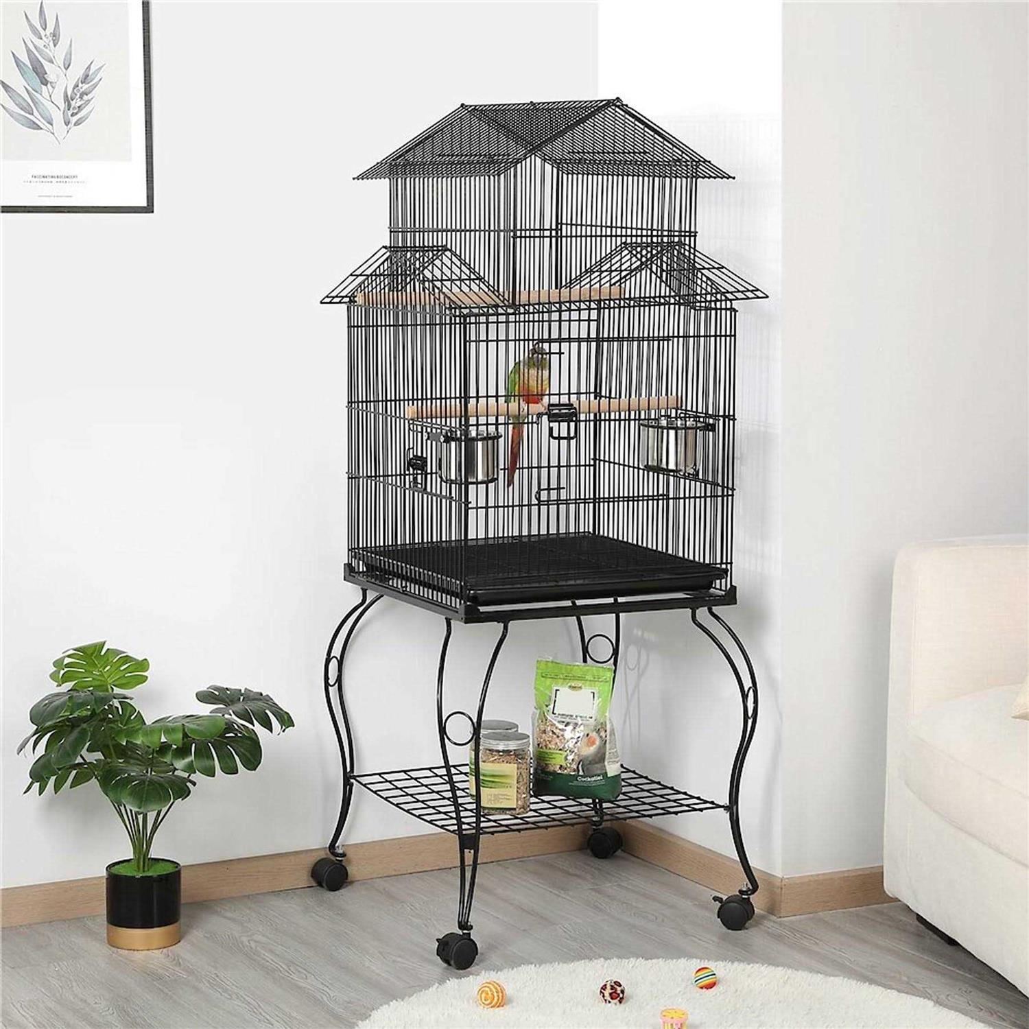 Yaheetech 55-in Triple Roof Rolling Bird Cage