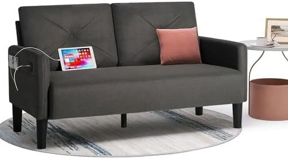 RUNFAYBIU 56" Sofa Couch  Comfy Loveseat w/Charger Port &amp