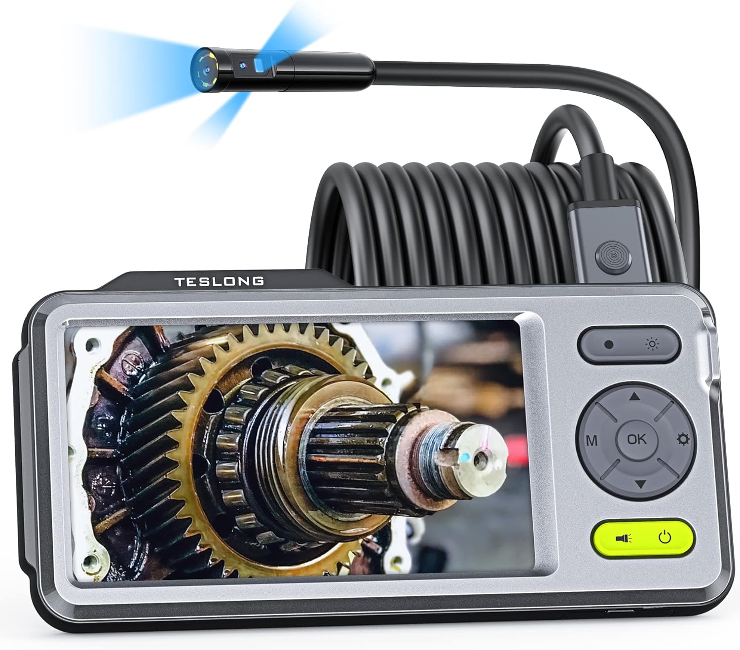 Triple Lens Inspection Camera, Teslong Digital Borescope Endoscope, Snake Scope Camera, HD, Waterproof Probe with Light, 5" IPS Screen, Plumbing