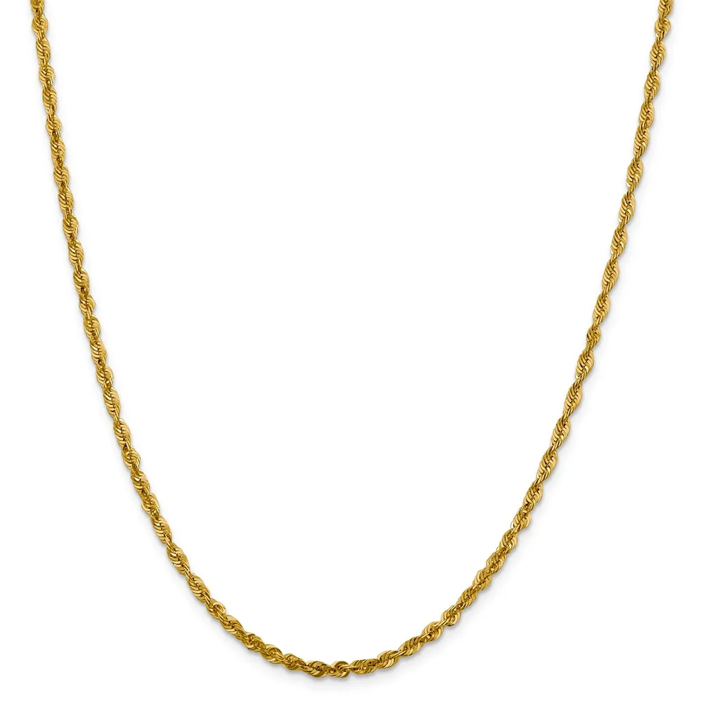 Leslie's Real 10kt Yellow Gold 3mm Diamond-Cut Lightweight Rope Chain; 22 inch; for Adults and Teens; for Women and Men