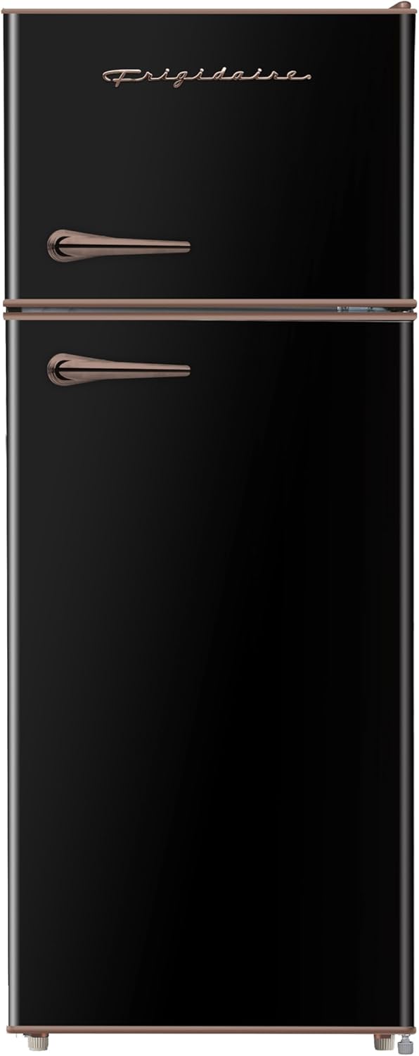 Frigidaire EFR768-BLACK Retro Apartment Size Refrigerator with Top Freezer-2 Fridge with 7.5 Cu Ft of Storage Capacity