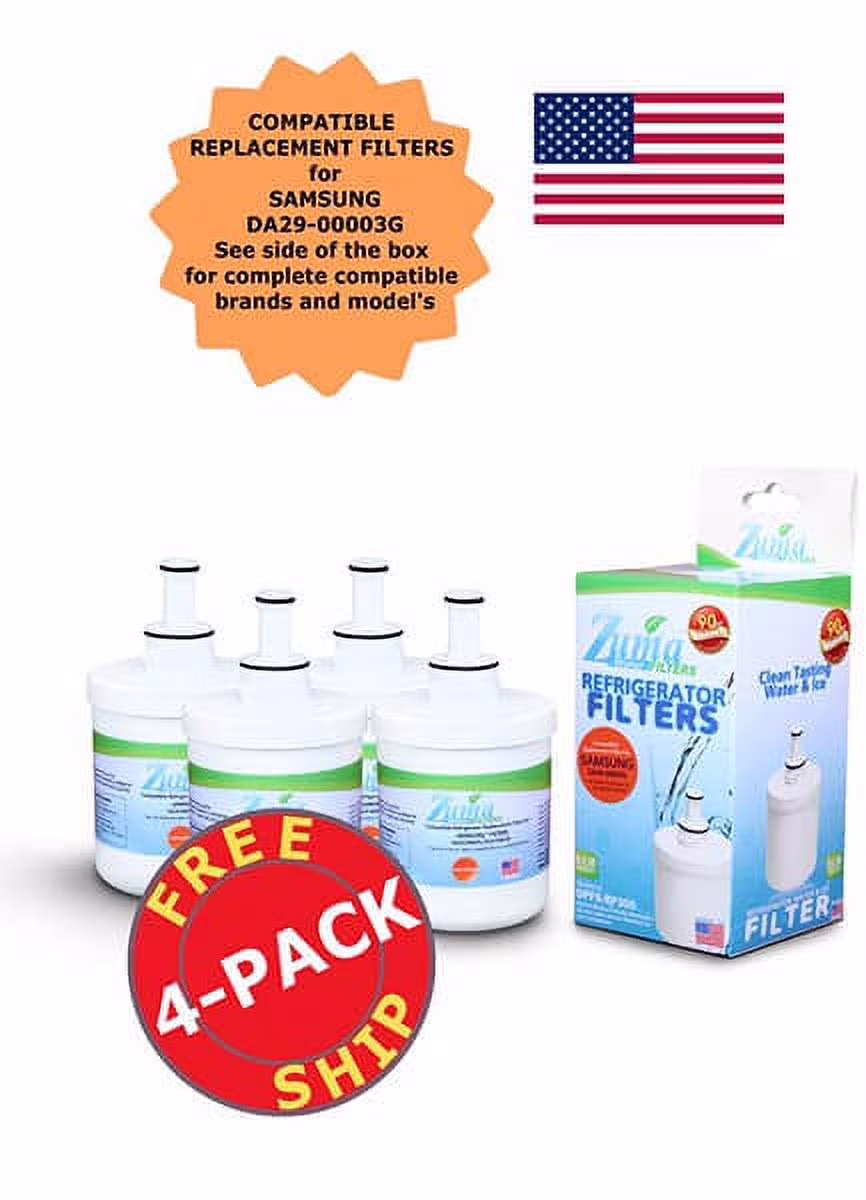 ZUMA Brand , Water and Ice Filter , Model # OPFS-RF300 , Compatible with Samsung® DA29-00003A-B - 4 Pack - Made in U.S.A.