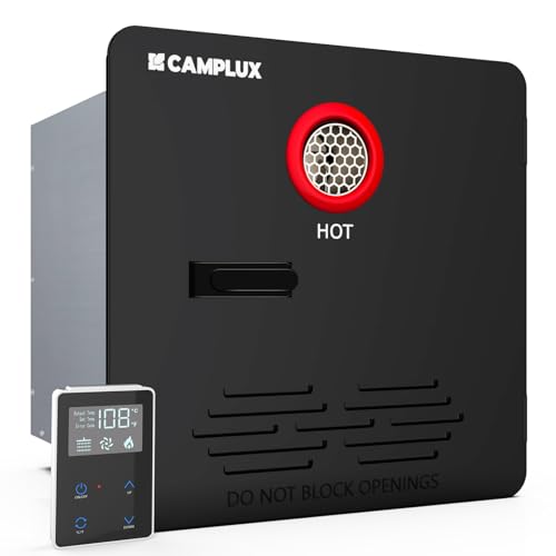 CAMPLUX RV Water Heaters Max 3.9 GPM, RV Propane Water Heater 65,000 BTU with Remote Control and RV Door - Smart Home Appliances