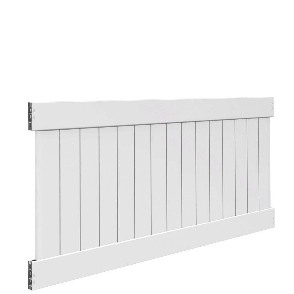 Veranda Linden 4 ft. H x 8 ft. W White Vinyl Privacy Fence Panel Kit
