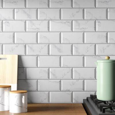 EliteTile Karra Carrara 3x22 x 6x22 Subway Tile in White Marble
