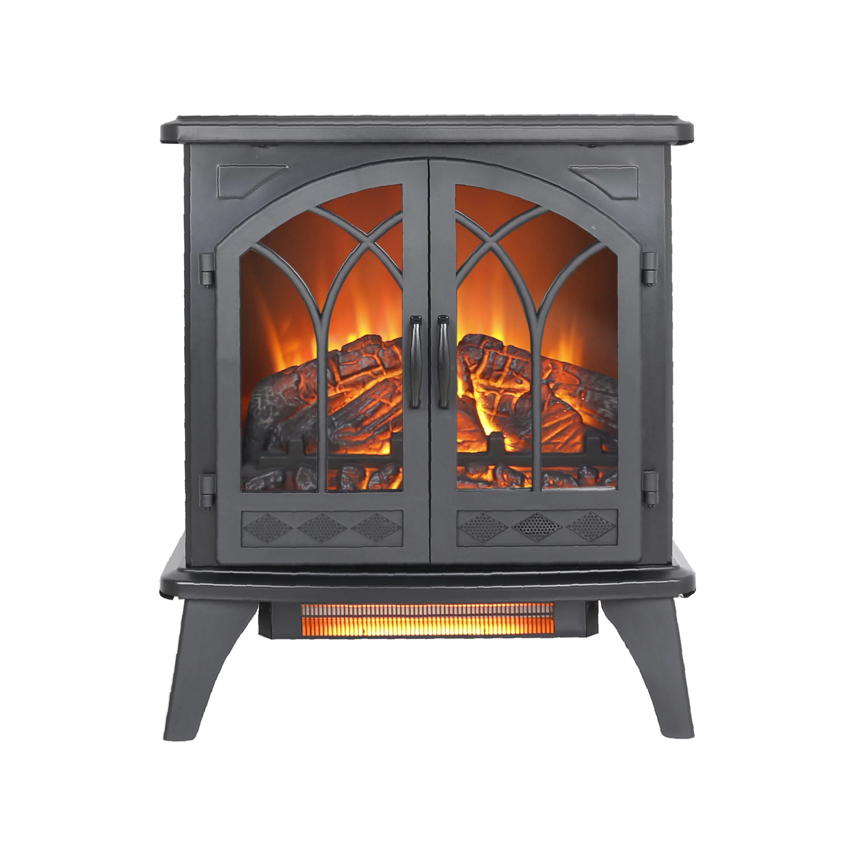 23.7" Electric Fireplace Heater, 1500W Infrared Fireplace Stove with 3D Flame Effect, 5118BTU Electric Fireplace with Remote Control