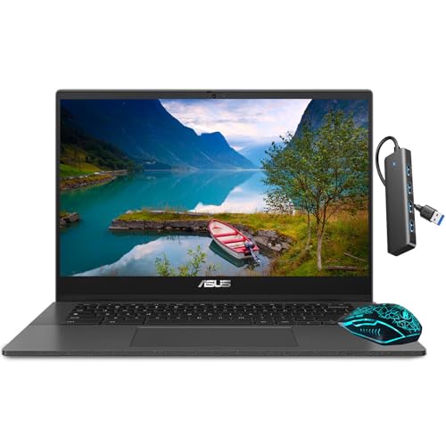 ASUS 14" Chromebook CM1402, MediaTek Kompanio 520, 4GB LPDDR4 RAM, 320GB Storage(64GB eMMC(onboard)+256GB Micro SD), 14" FHD Business Laptop, Webcam