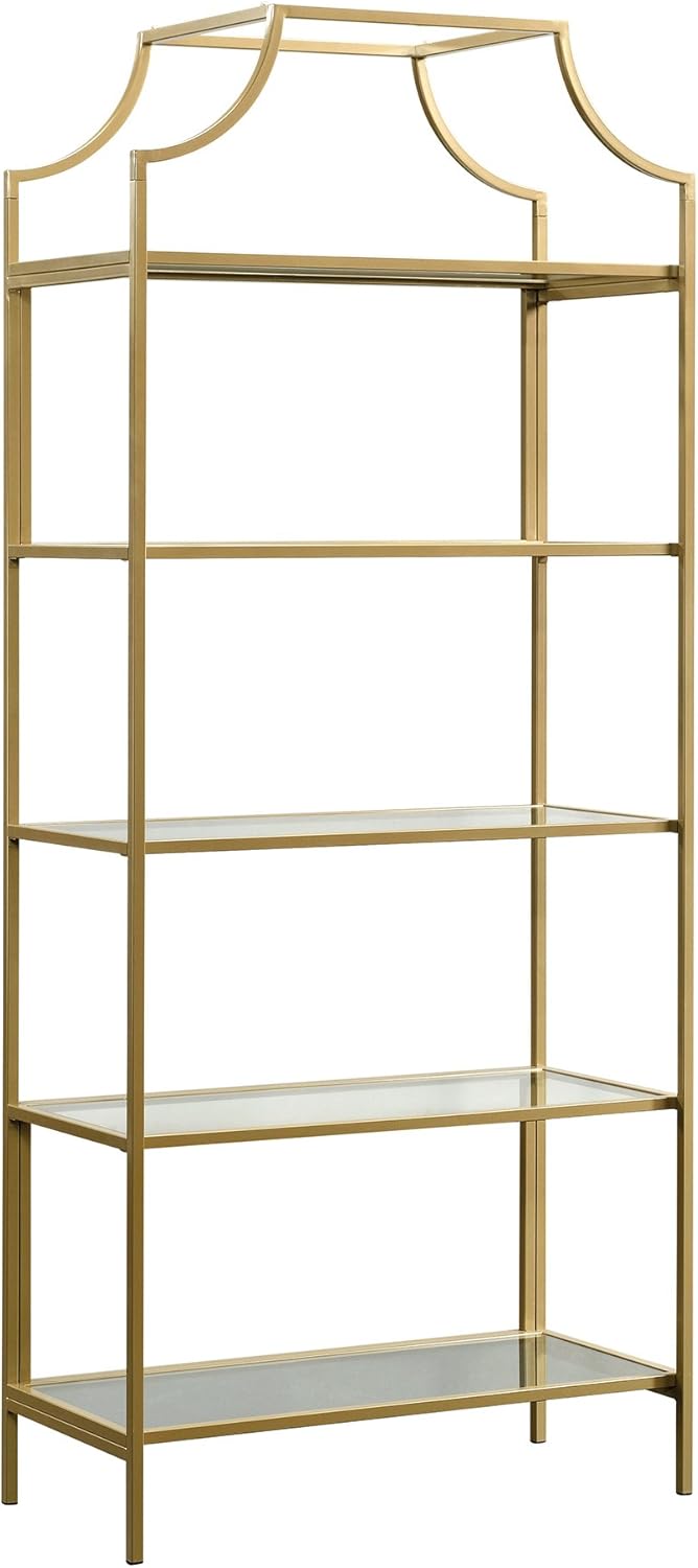 Sauder International Lux Bookcase/ book shelf, Satin Gold finish