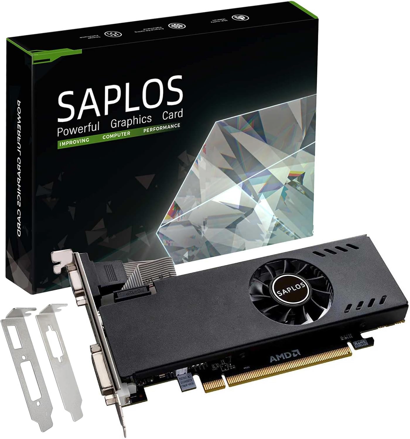 SAPLOS Radeon RX 550 Low Profile Graphics Card, 4GB, GDDR5, 128-bit, VGA/DVI-D/HDMI, Video Card for PC Gaming, 4k@60Hz Output, Computer GPU