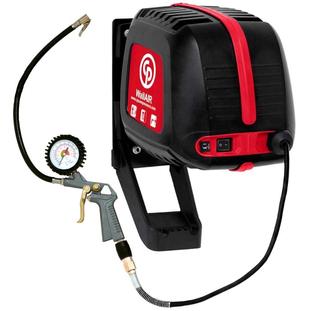 Chicago Pneumatic CP WallAIR 1.5-HP Wall-Mount Air Compressor w/ Hose Reel + Inflation Kit 1129740909 - Sports Supplies Online Store