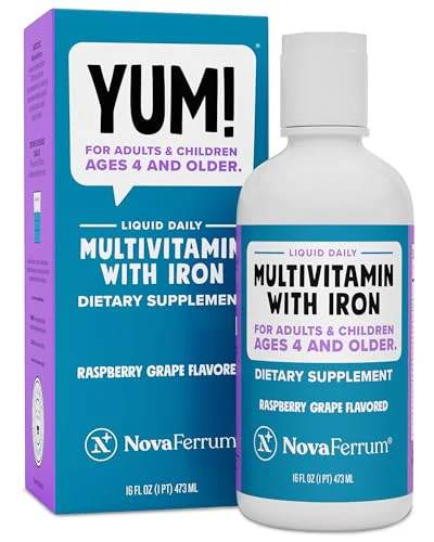 NovaFerrum Yum 16 Fl Oz | Multivitamin with Iron for Kids Ages 4 & Over | Gluten Free Certified | Sugar Free | Raspberry Grape - Kansas Nuitrition