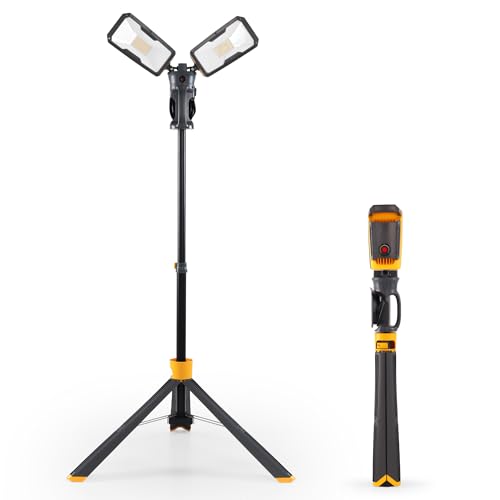 LUTEC 【Upgraded】 6290Max 11000 Lumen 92W Dimmable LED Work Light with Telescoping Tripod
