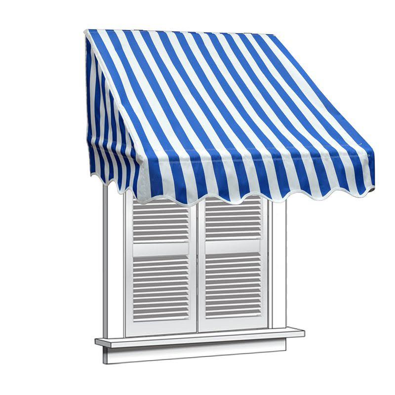 Aleko 4& x 2& Window Awning Door Canopy Blue and White Stripes