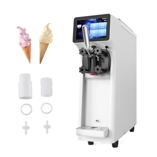 Commercial Ice Cream Maker Machine 1000W Single Flavor Soft Serve Ice Cream Machine 2.7 to 4 Gal/H 110V Ice Cream Machine with Pre-cooling