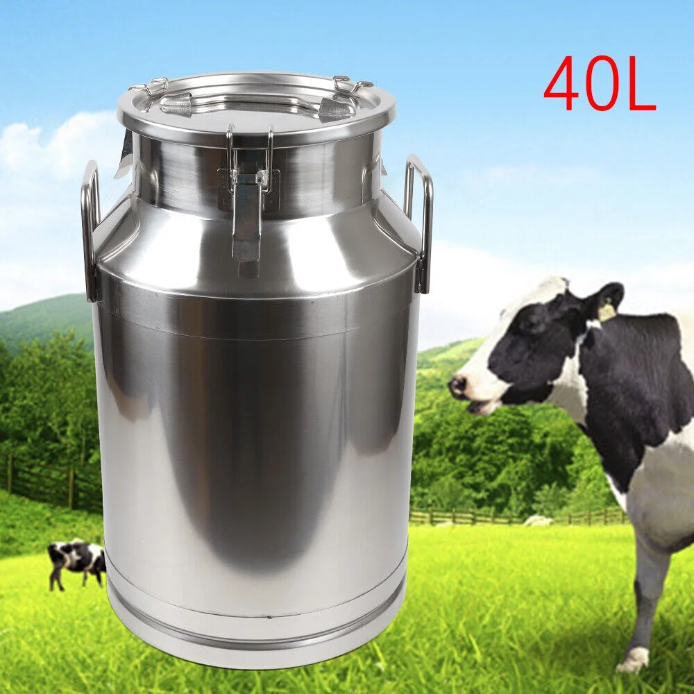 40L/10.56 Gallon Stainless Steel Milk Can - Heavy Duty Farm Milk Jug Milk Bucket - Curated Treasures Market