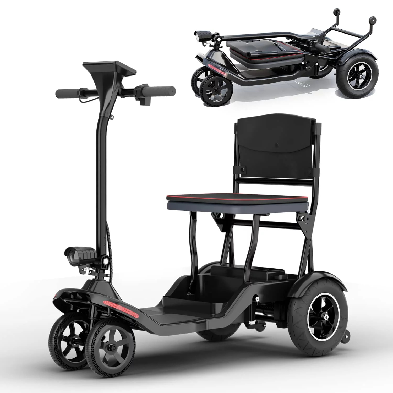 Luxury 4 Wheel Scooter - Portable Folding Mobility Scooter - Power Electric Mobility Scooters for Seniors, Adults