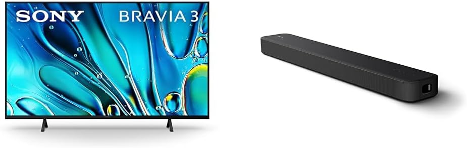 Sony 43 Inch 4K Ultra HD TV BRAVIA 3 LED Smart Google TV HT-S2000 Compact 3.1 Ch Dolby Atmos Sound Bar.