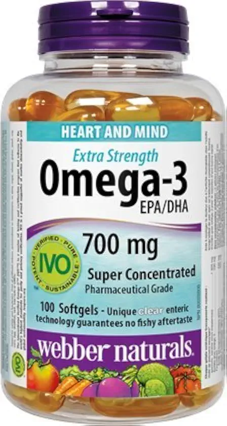 Webber Naturals Omega-3 Extra Strength 700 mg EPA/DHA · Super Concentrated, 100 softgels - Kansas Nuitrition - HNZSDS