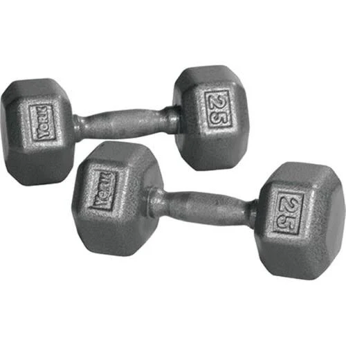 York Barbell 34008 Pro Hex Dumbbell with Cast Ergo Handle, Grey - 20 lbs