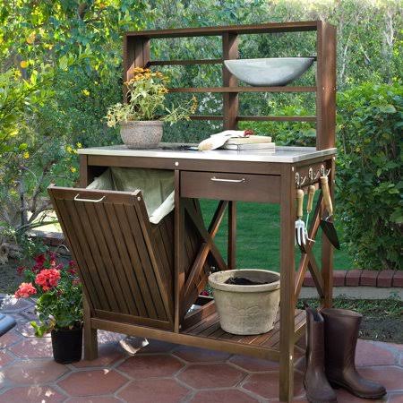 Belham Living Winfield Acacia Wood Potting Bench