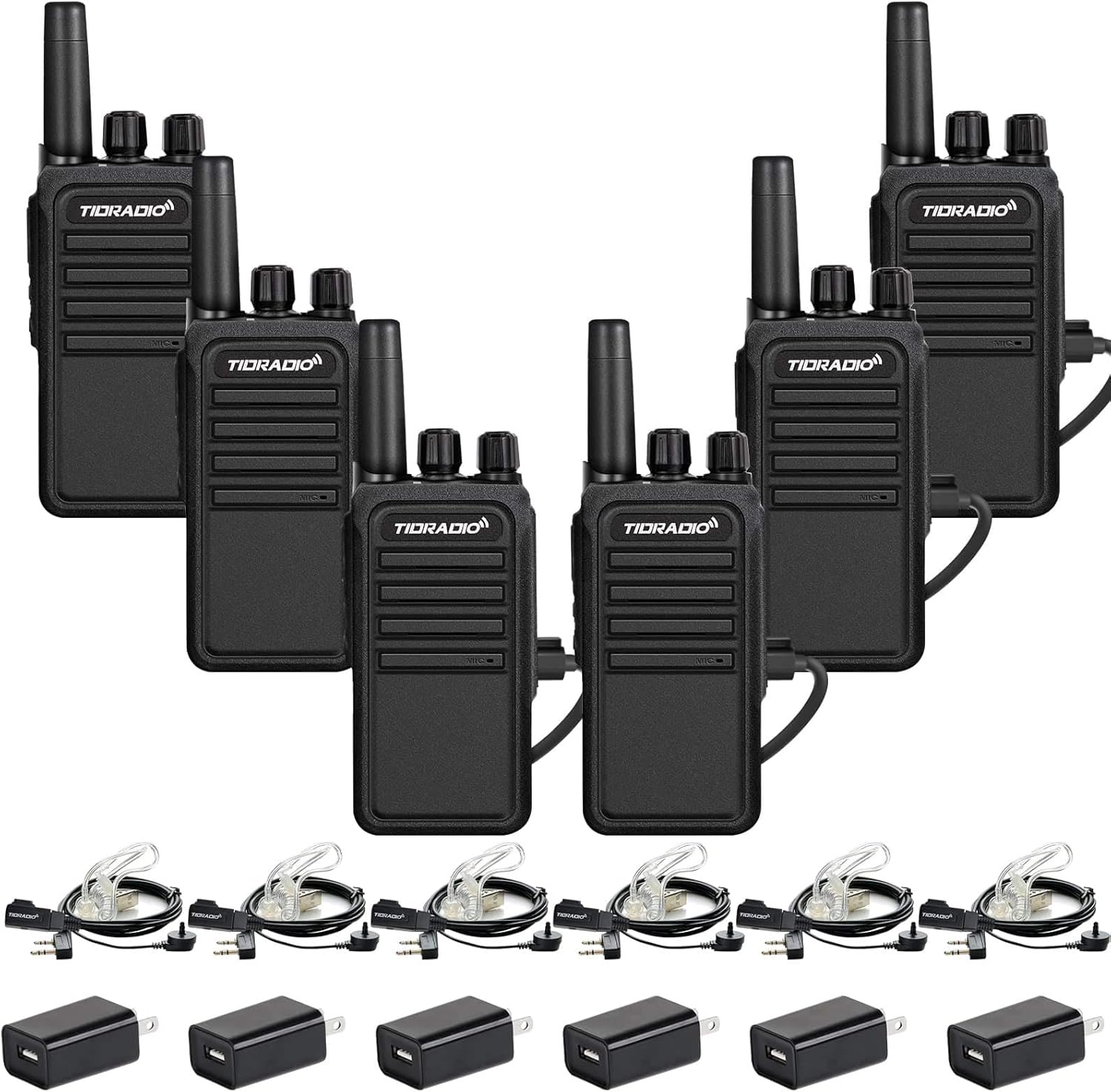 TIDRADIO TD-777S 2200mAh Battery Two Way Radios Long Range Walkie Talkies for Adults for Business 22CH 2 Way Radio Earpiece USB Rechargeable Security