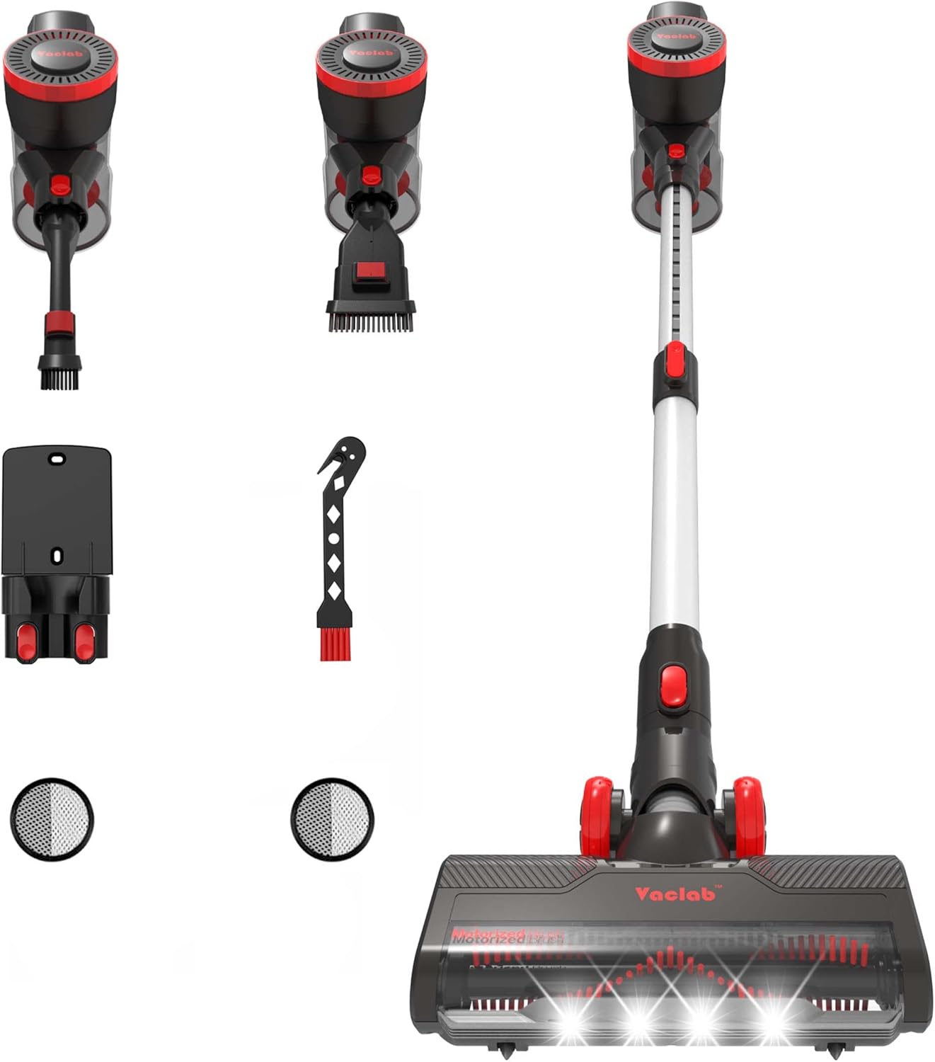 VACLAB Cordless Vacuum Cleaner, 22Kpa Ultra-Powerful Suction, Up to 40 Minutes, Lightweight Stick Vac with High Torque LED Powerhead for Thin Carpet