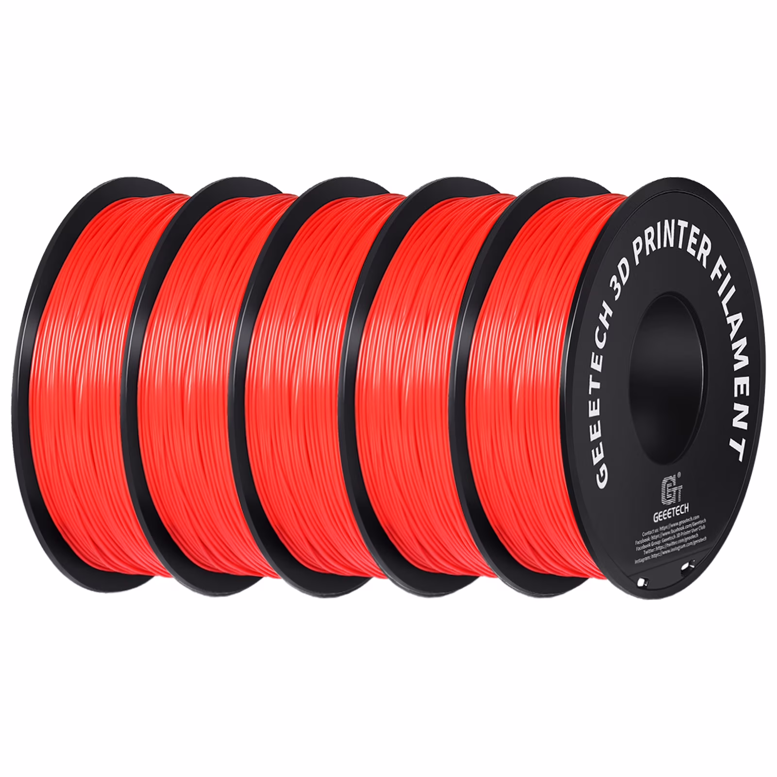 Geeetech 5pcs red 1.75mmPLA 3D Printer Filament , Dimensional Accuracy +/-0.03mm, 5kg (11lbs) , 1080 Feet （330m）per Roll, Fit for Most 3D FDM Printer