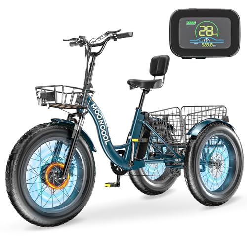 MOONCOOL Electric Tricycle for Adults, 20" x 4" Fat Tire Electric Trike, 48V 500W Motorized Electric Bicycle Bikes