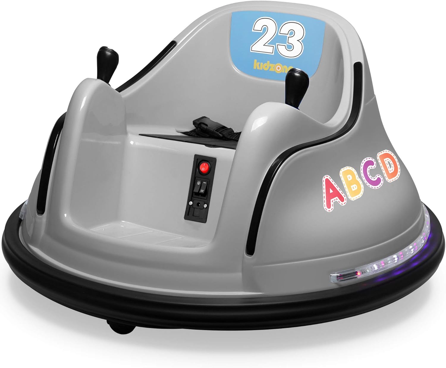 Kidzone DIY Sticker Race Car 12V Kids Toy Electric Ride On Bumper Car Vehicle with Remote Control, LED Lights & 360 Degree Spin, 2 Speeds