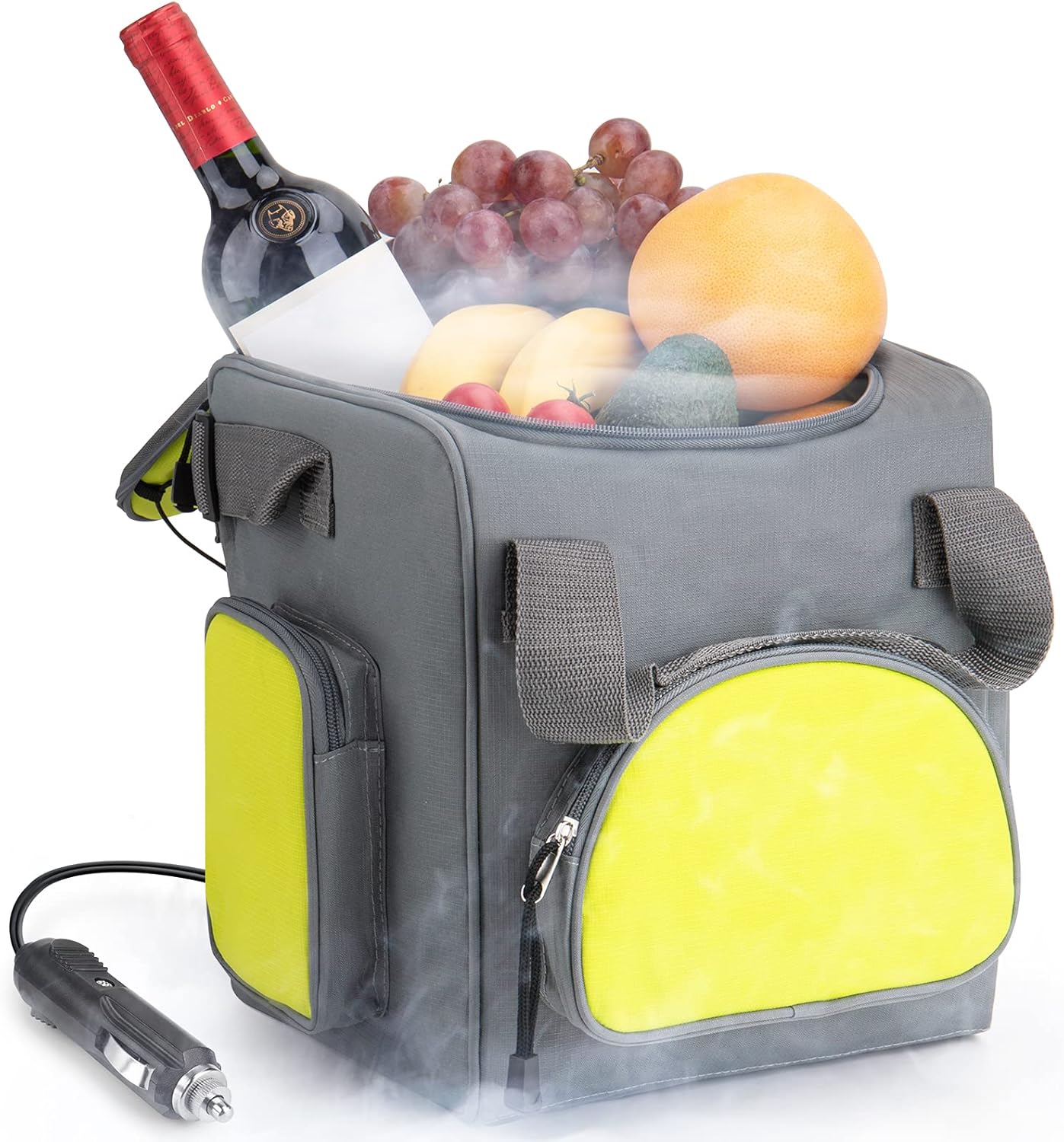 GiTenvy 15 Quarts 24 Cans Portable Car Cooler for Travel and Camping, 12V DC Electric Fridge for Food Drinks and Snacks