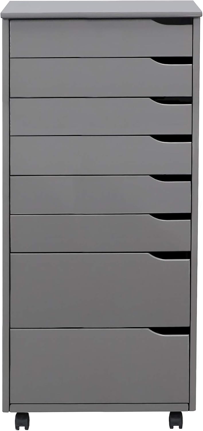 Adeptus Euro 6 Drawer Wide Roll Cart Quick 2 Connect Assembly and Made from Solid Wood (White)