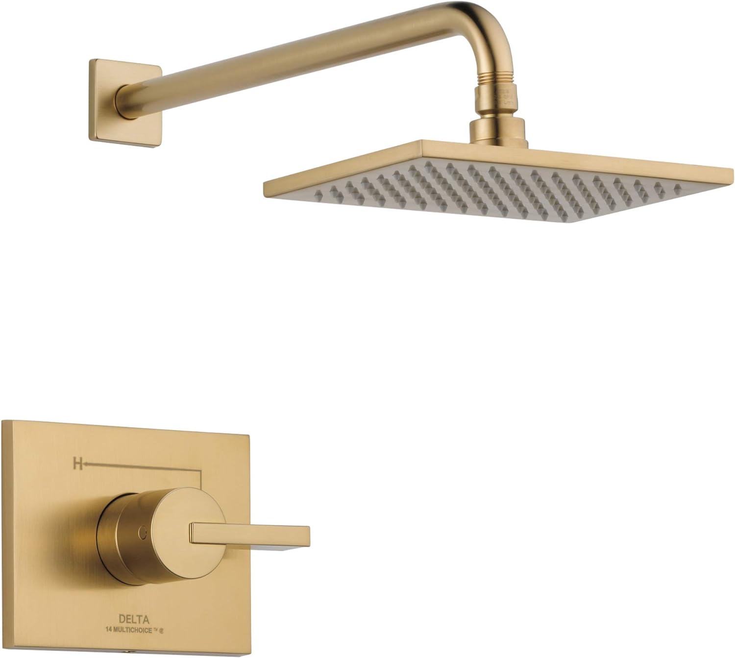 Delta Faucet Vero 14 Series Single-Function Shower Faucet Set, Rain Shower Head, Gold Shower Faucet, Shower Handle, Delta Shower Trim Kit