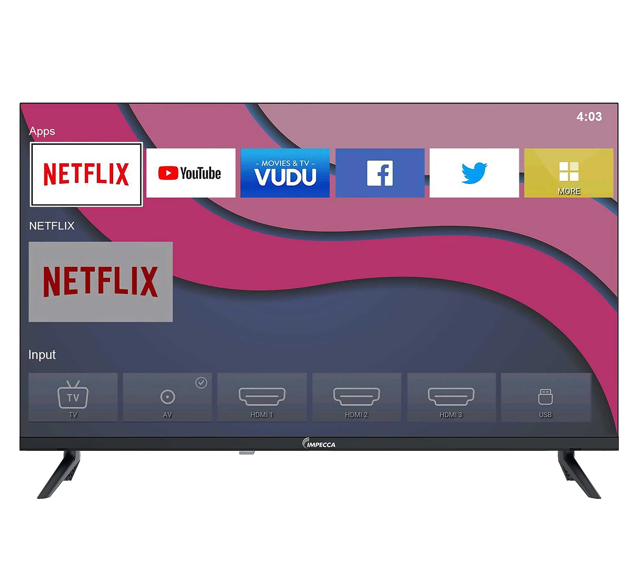 Impecca 40-inch Smart TV, Full HD 1080P, Stream Netflix, YouTube, VUDU, Browser, APP-Store, Built-in Stereo Speakers, Full Function Remote Control