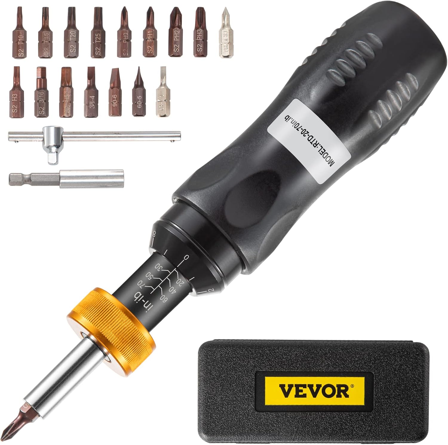 VEVOR Torque Screwdriver, 1/4 Drive Screwdriver Torque Wrench, Torque Screwdriver Electrician 20-70 in/lbs Torque Range Accurate to ±5%