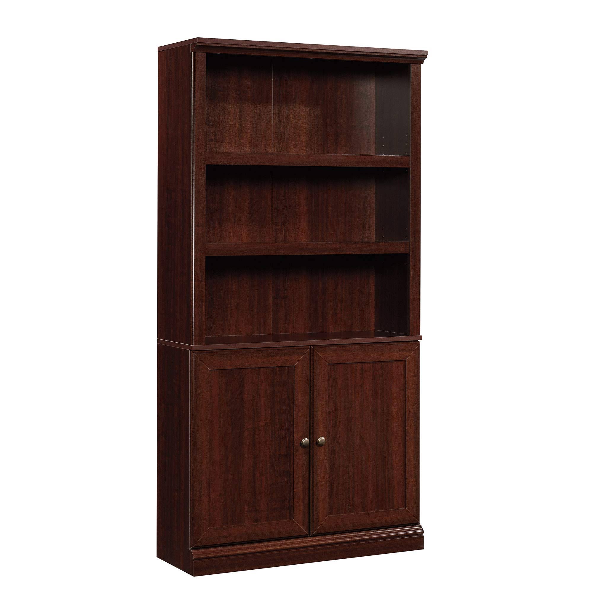 Sauder 5-Shelf Bookcase with Doors in Select Cherry