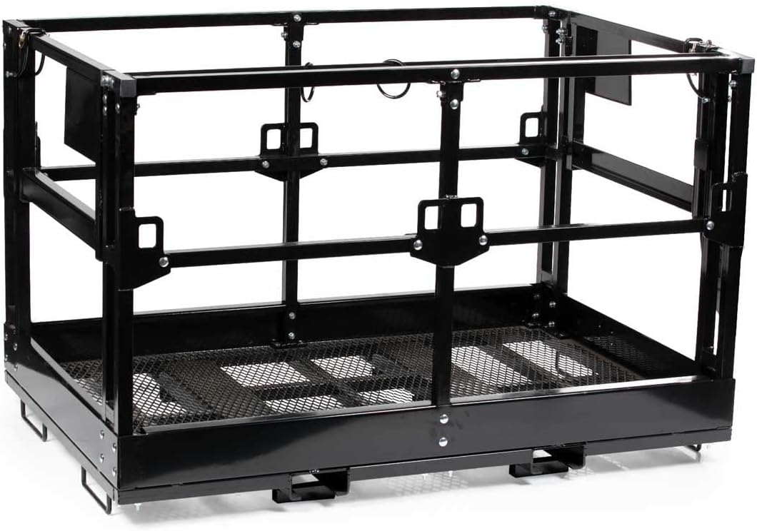 Titan Attachments 4' x 6' Mesh Telehandler Work Platform, Man Safety Basket, Forklift Attachment, Safety Cage