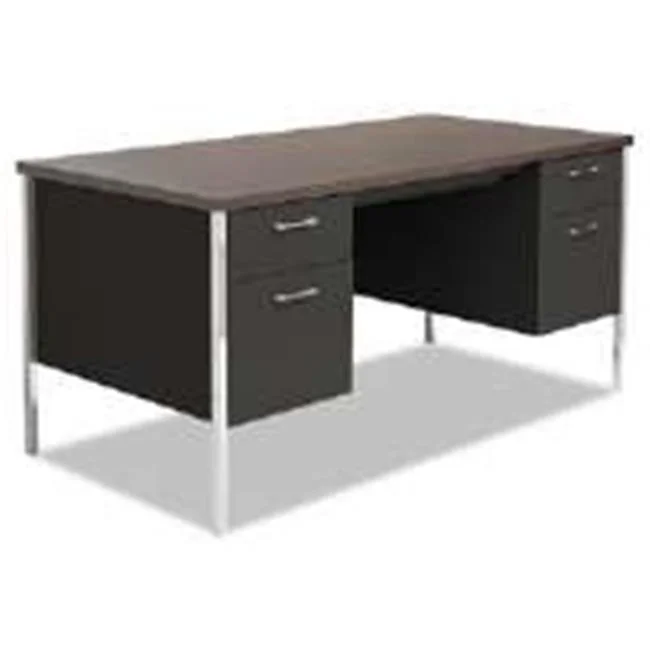 ALESD216030BW Double Pedestal Steel Desk Metal Desk Walnut Black
