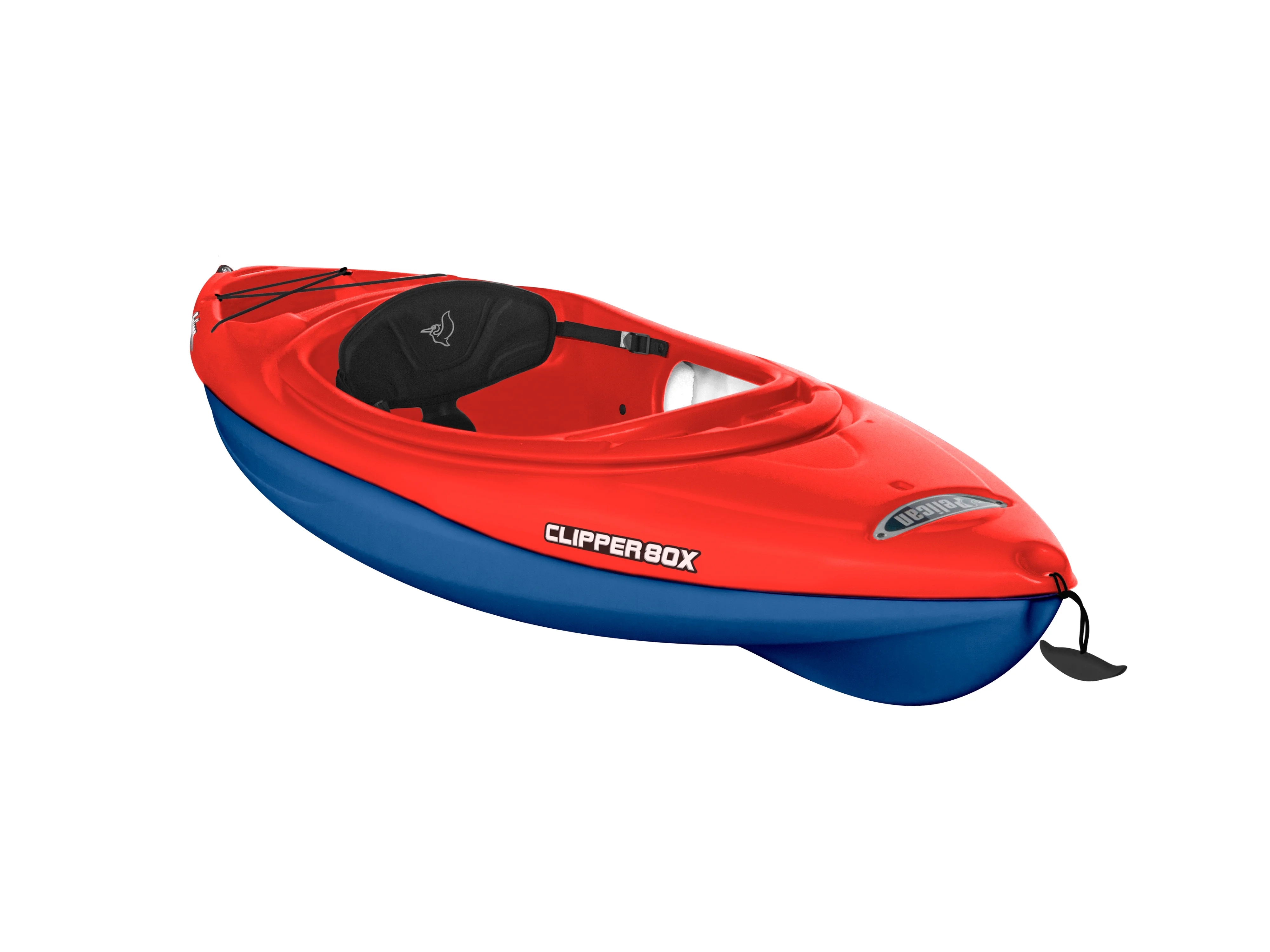 Pelican Clipper 80X - Recreational Sit-in & One Person Kayak- 8ft - Red & Royal Blue with Paddle