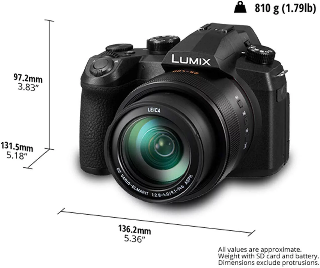 PANASONIC LUMIX FZ1000 II 20.1MP Digital Camera, 16x 25-400mm LEICA DC Lens, 4K Video