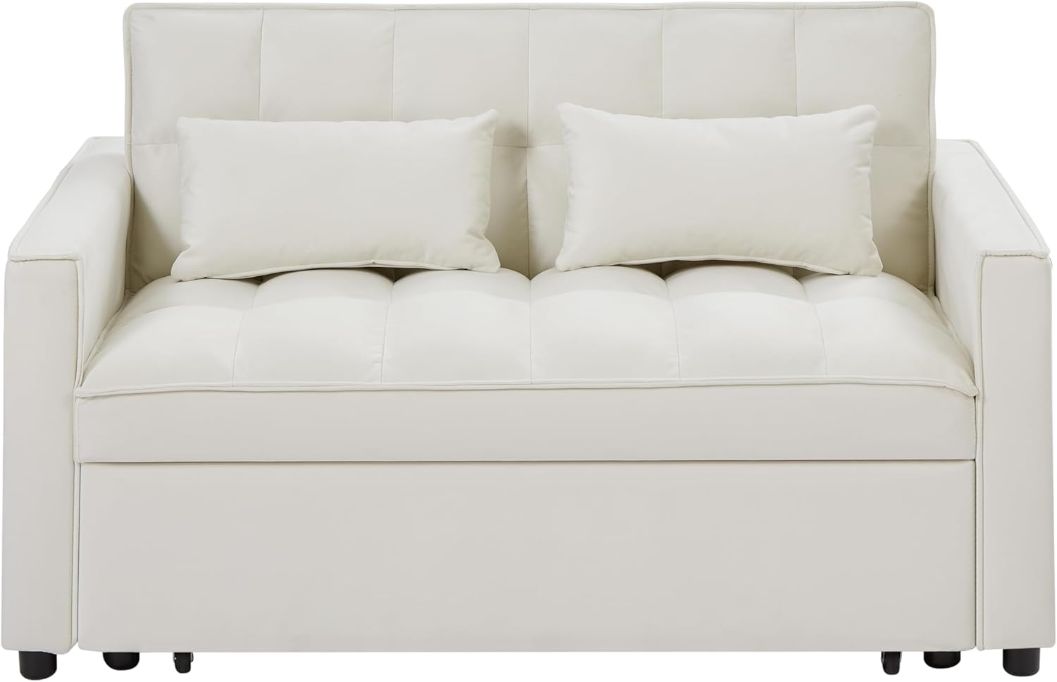 55" Convertible Loveseat Sleeper Sofa Couch Modern Velvet 2 Seater Sofa with Adjustable Backrest & Side Pocket