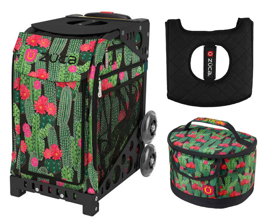 Zuca Sport Bag - Desert Blossoms with Gift Lunchbox and Zuca Seat Cover (Black Frame)