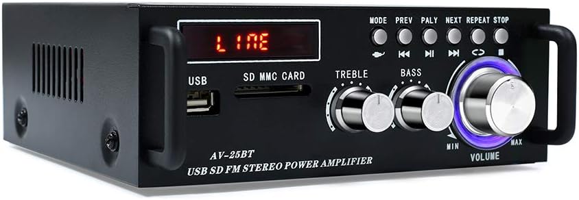 Wireless Bluetooth 5.0 Stereo Amplifier System – 200W Hi-Fi Dual Channel Sound Power Audio Receiver w/USB, SD Card