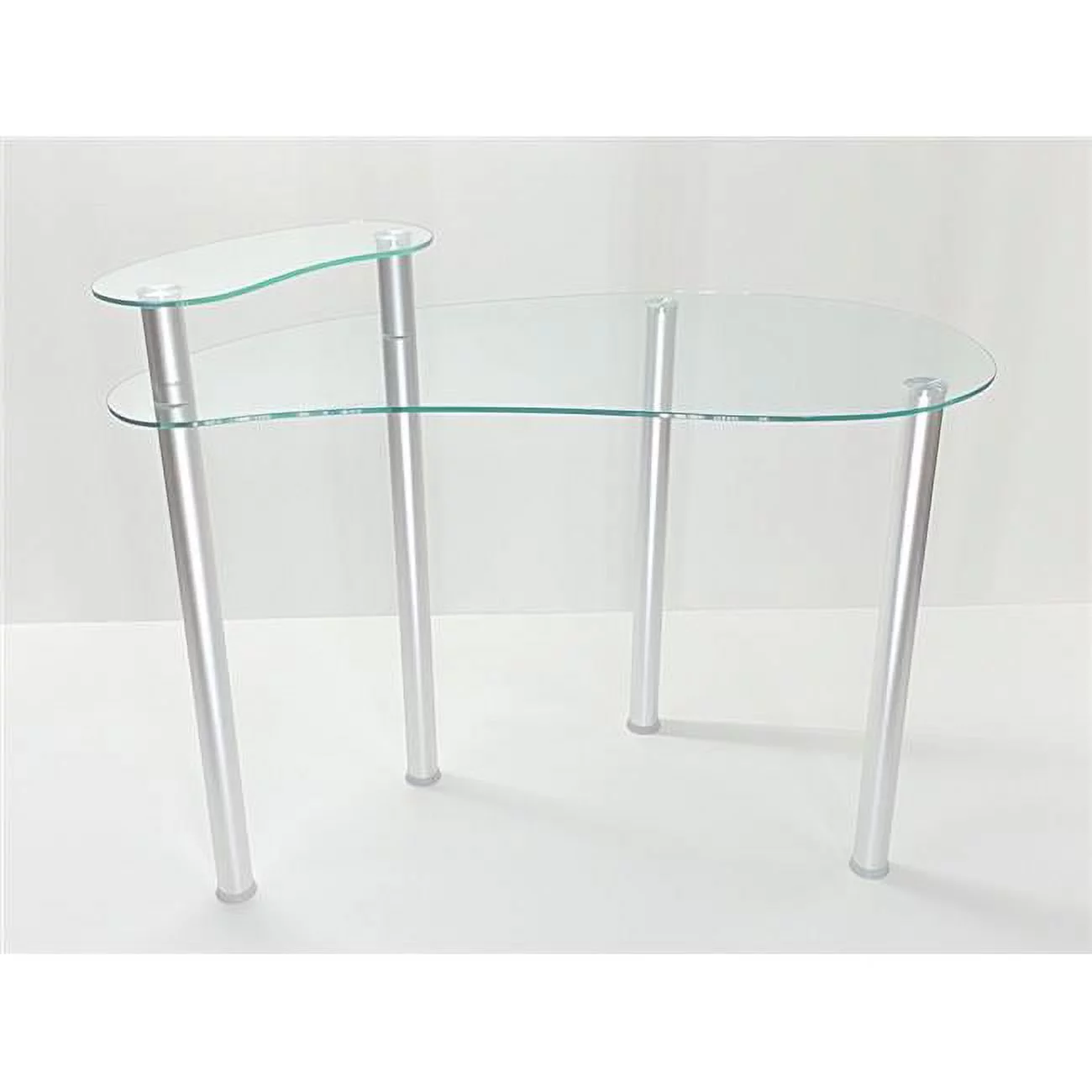 RTA Home & Office  29.5 x 45.3 x 23.7 in. Tier One Designs Clear Glass Corner Computer Desk with Monitor Stand