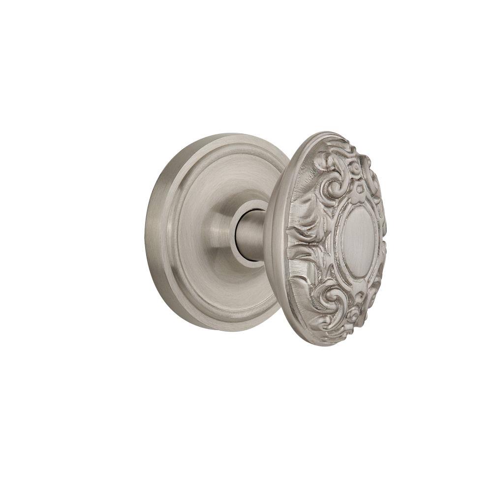 Nostalgic Warehouse 702040 Classic Rosette Passage Victorian Door Knob, Satin Nickel