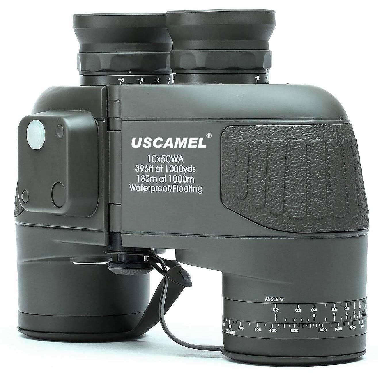 USCAMEL 10x50 Marine Military Binoculars for Adults, Waterproof Binoculars with Rangefinder Compass BAK4 Prism FMC Lens for B