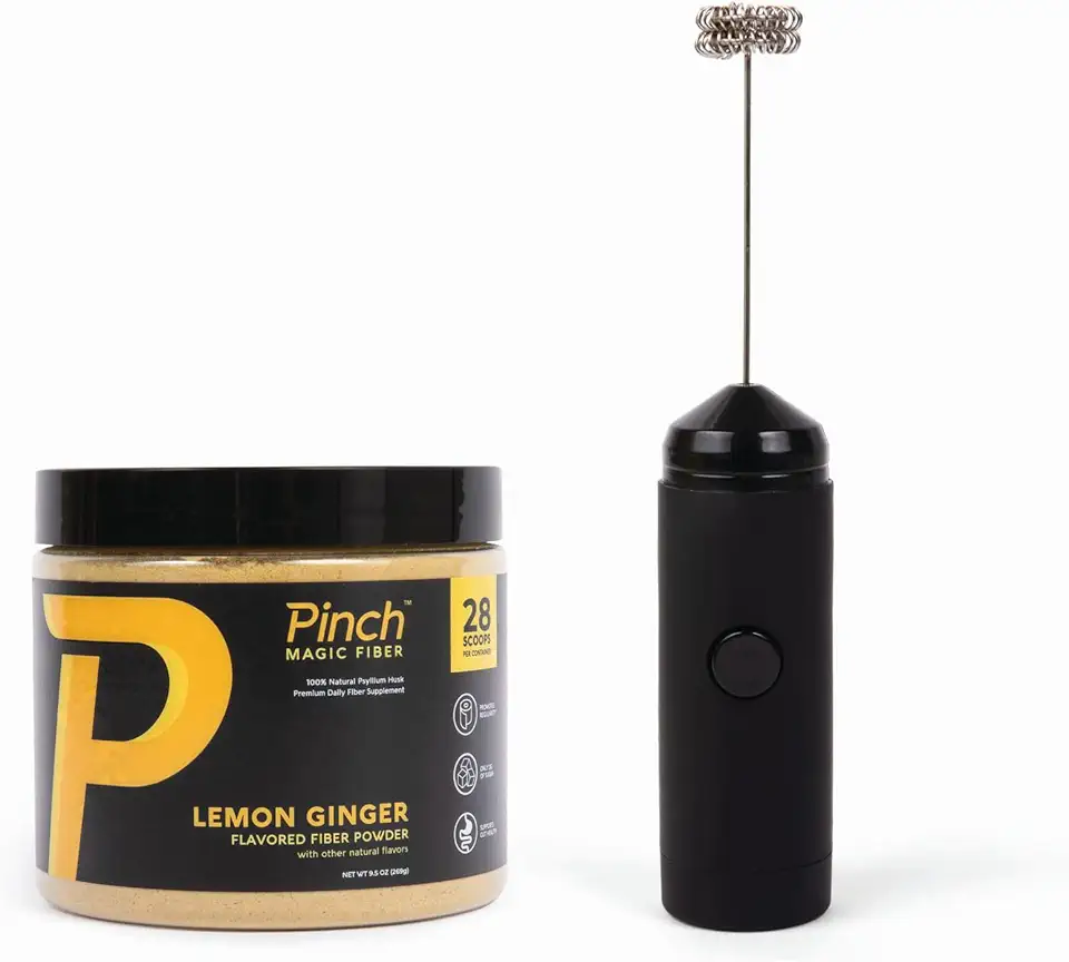 Pinch Magic Fiber & Mixer Set | Prebiotic Fiber Supplement for Gut Health | Psyllium Husk Powder, Keto, Vegan