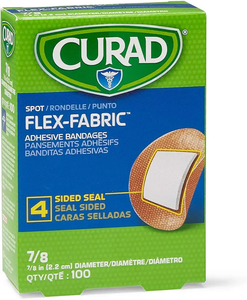 Curad Flex Fabric Spot Adhesive Bandages, Bandage Diameter is 7/8" (Pack of 1,200) - Kansas Nuitrition - HNZSDS