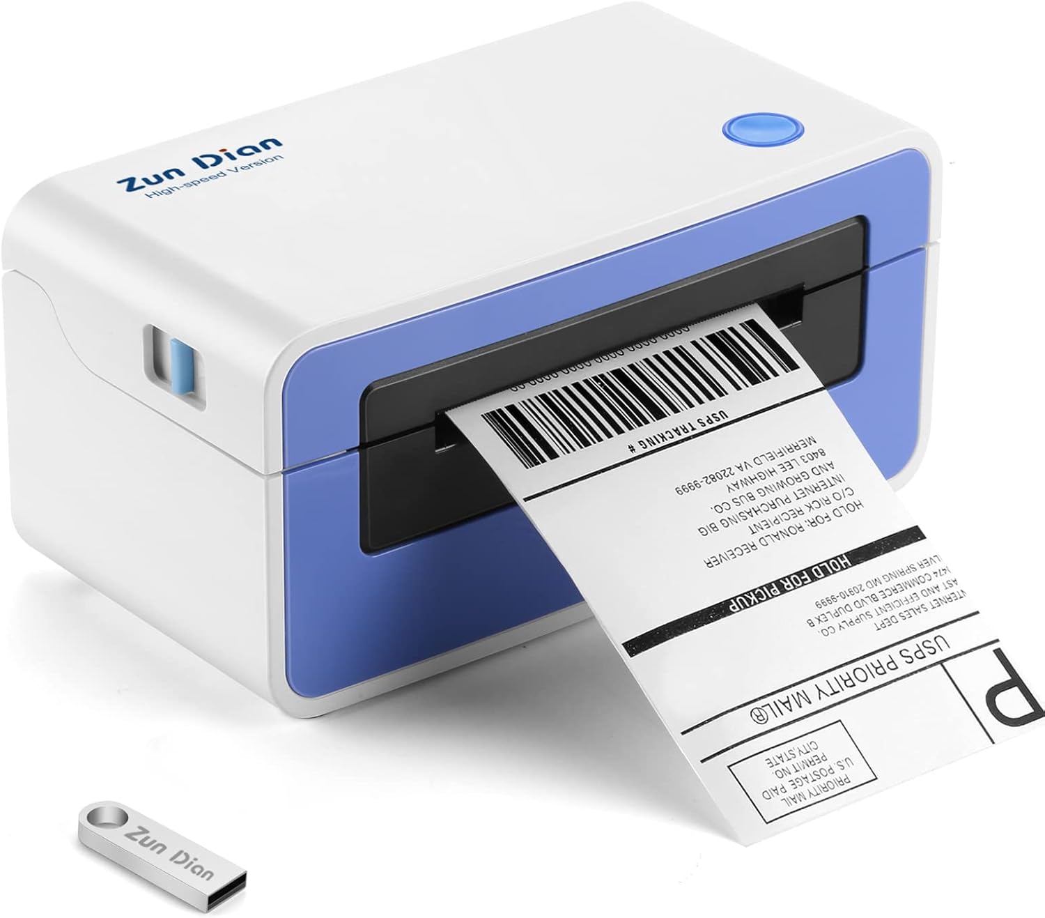 ZunDian Thermal Label Printer, 150mm/s 4x6 Shipping Label Printer, Thermal Printer for Shipping Packages, USB Lable Maker for Home Small Business