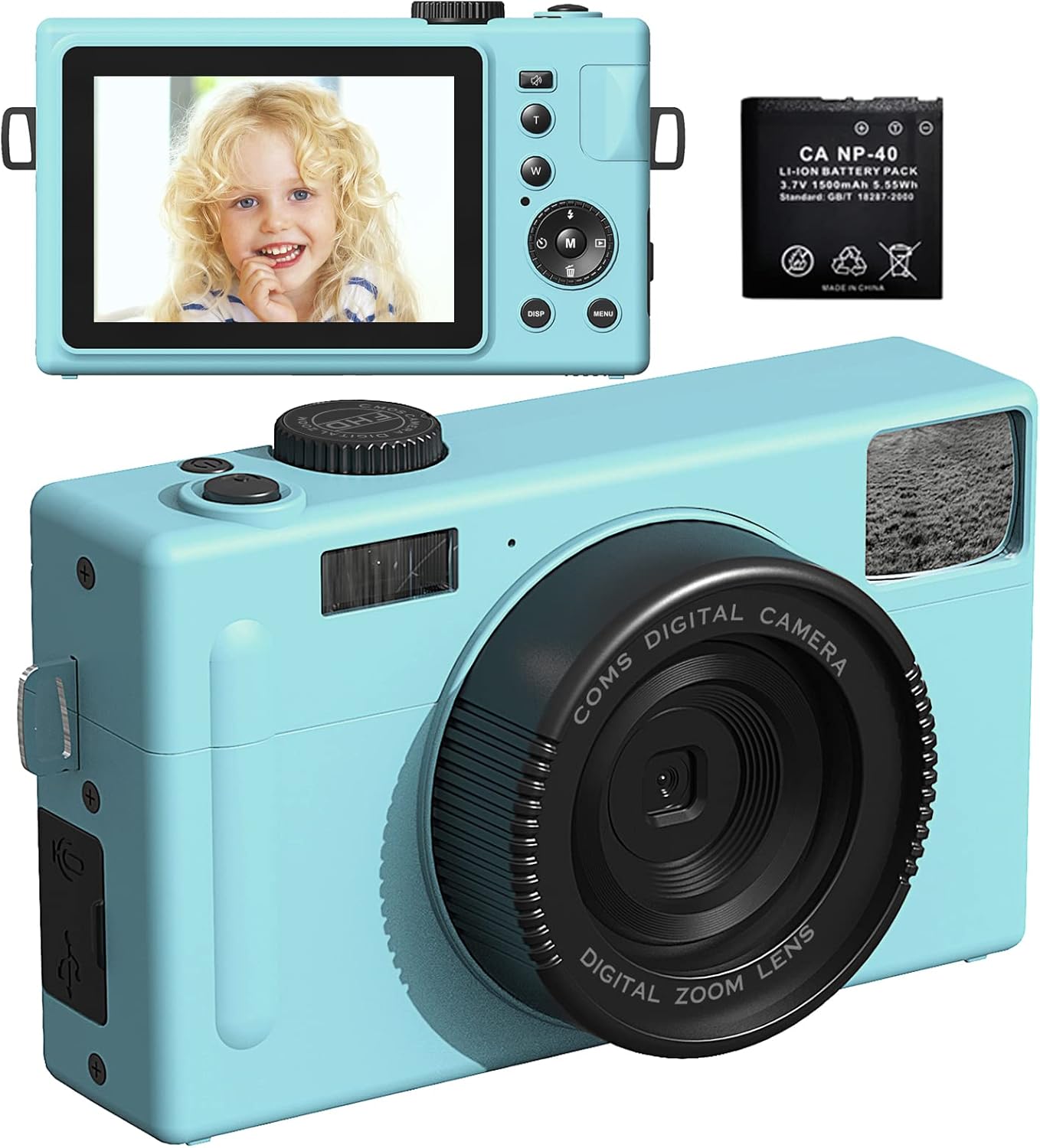 Digital Camera Vlogging Camera 24MP Full HD 1080P Digital Camera with 3 Inch IPS Screen Camera 4X Digital Zoom Vlog Camera for YouTube with 1500mAh