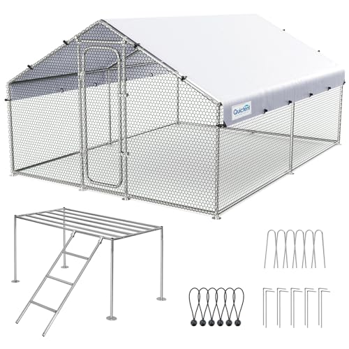Quictent Large Metal Chicken Coop Run for 10+ Poultry with Galvanized Hardware Cloth and Waterproof Roof Cover
